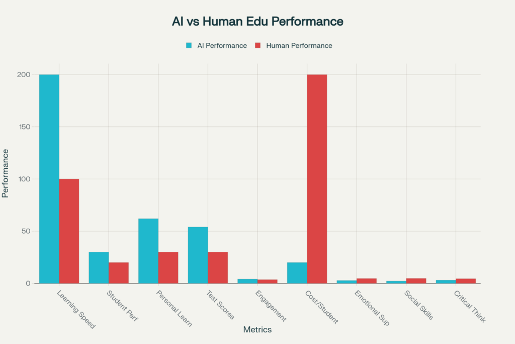 Comparative Analysis: AI vs Human Faculty Performance Across Key Educational Metrics